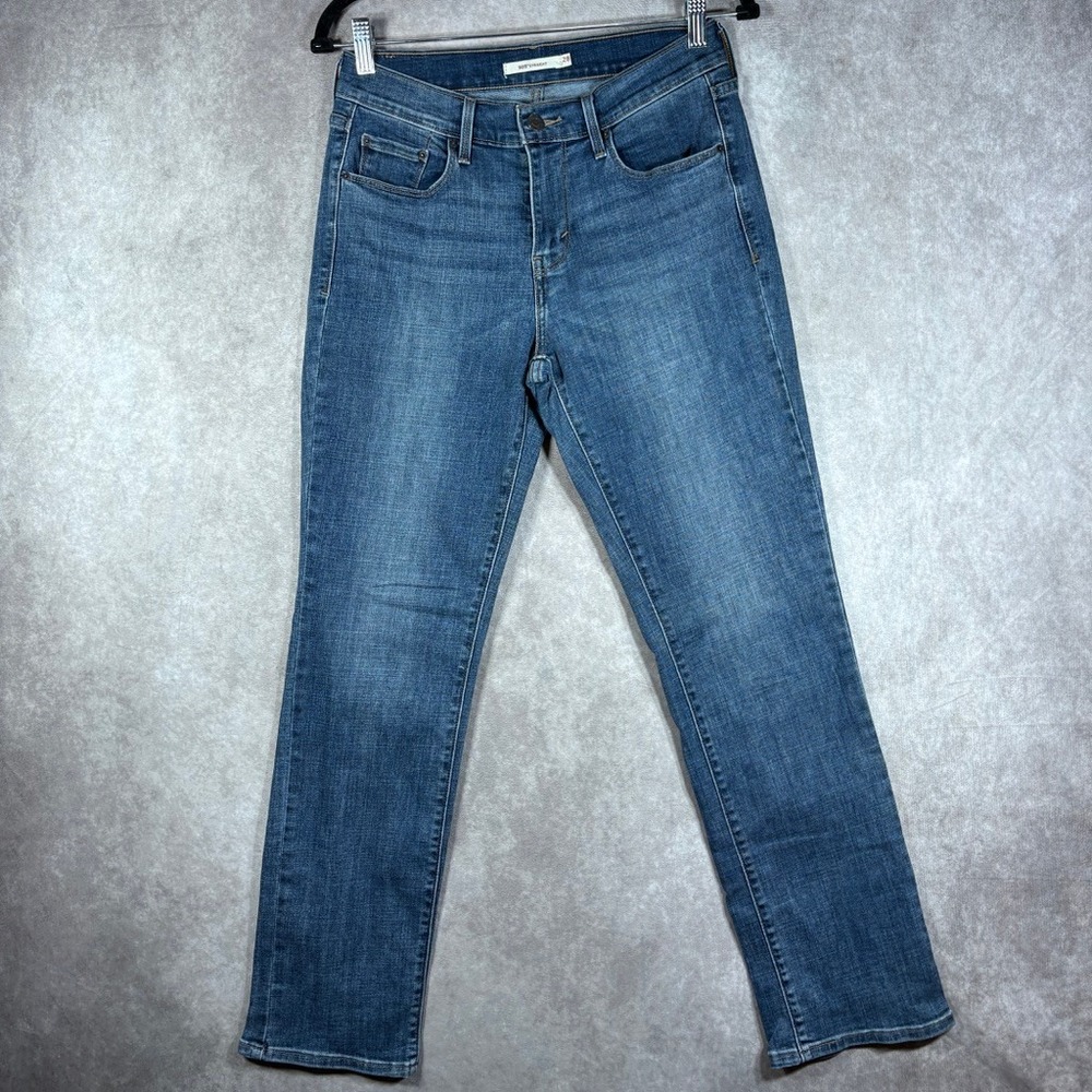 Levi's 505 Denim Jeans Womens 28 Blue Straight Leg Medium Wash Stretch Casual